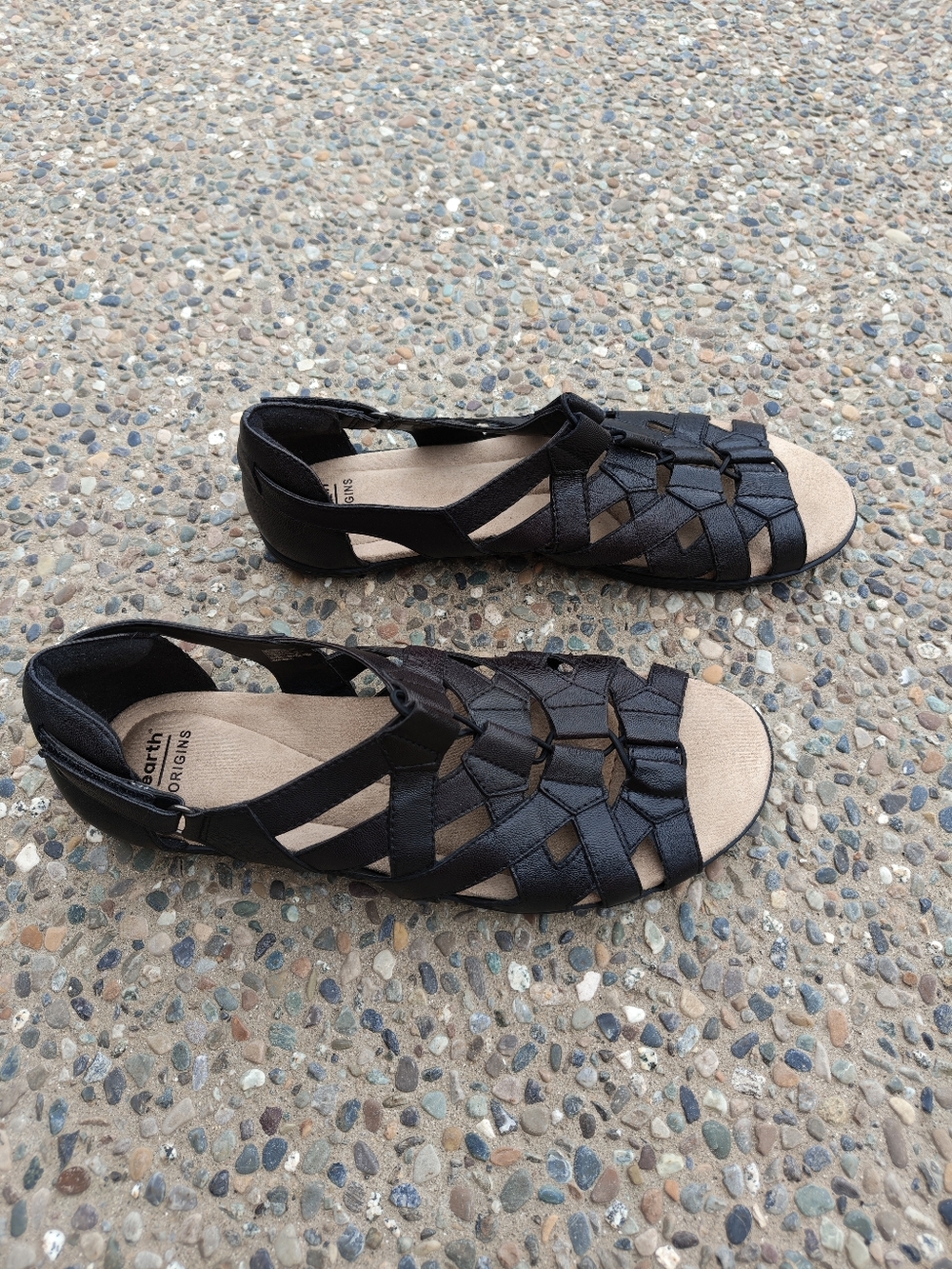 Earth Origins Black Woven Strappy Sandals Women's Size 12 - Picture 2 of 6
